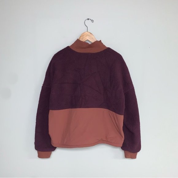 Fabletics Mallory Fleece Zip  Sweater Size Extra Large‎ Burgundy Sherpa Jacket - Picture 7 of 12